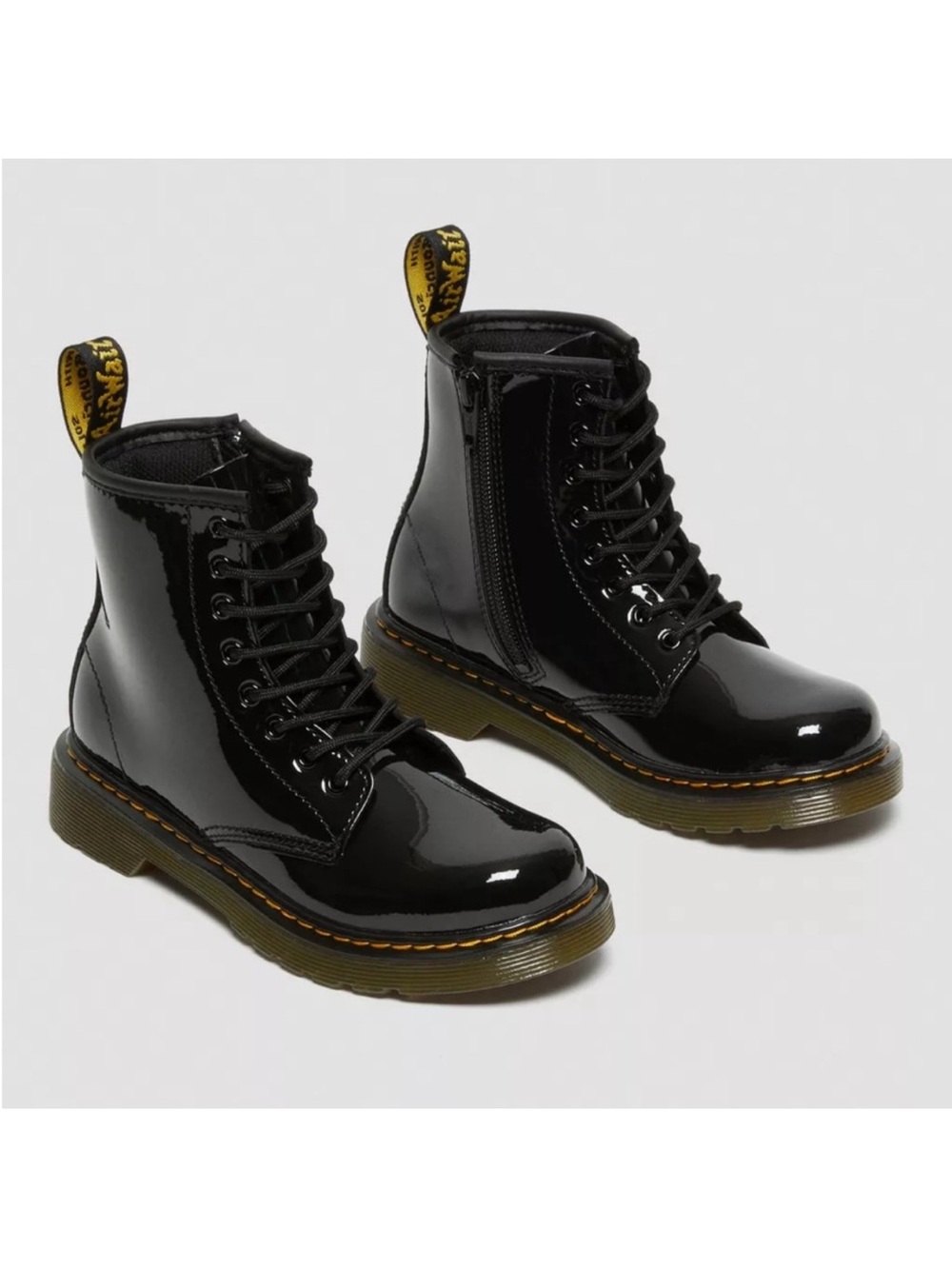 Dr. Martens Kids Black Patent Lace-Up 1460 Ankle Boots